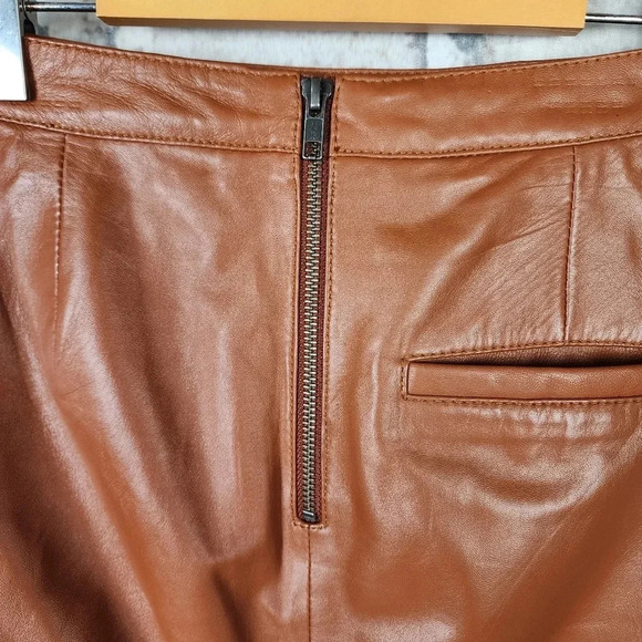 Vintage Mexx Leather Mini Skirt Tawny Brown Lined Size 4 - Picture 12 of 14